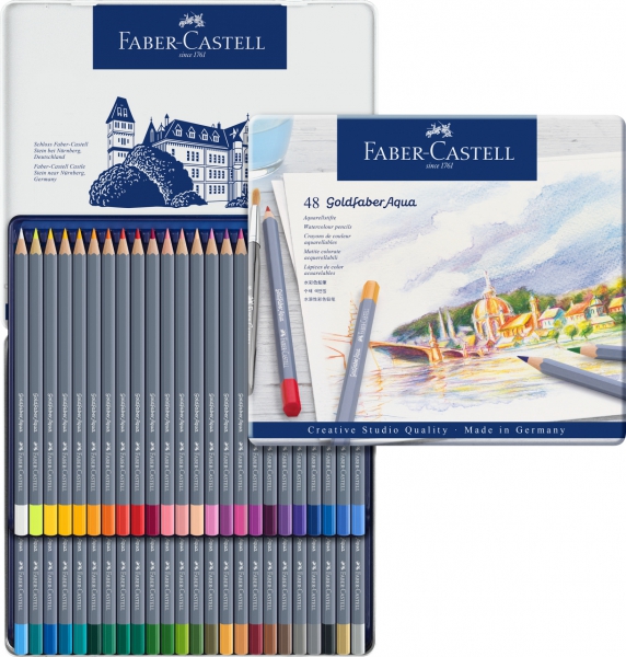 Creioane Colorate Aquarelle 48 Culori Goldfaber Cutie Metal Faber-Castell [3]